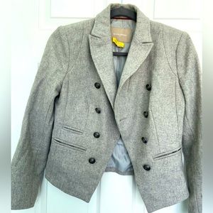 LIKE NEW BANANA REPUBLIC PETITE GREY DOUBLE BREASTED BLAZER